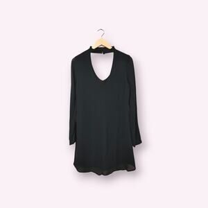 Sanctuary Dakota‎ Choker Polka Dot Mini Dress Womens Size XS Forest Green Flowy